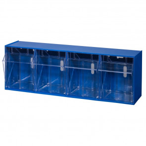 Allit 464420 Plastová skříňka na drobné díly s výklopnými nádobami VarioPlus ProFlip 4, modrý