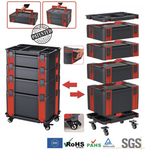Modulový 6-dílný vozík na nářadí se samostatnými kufry Genborx SSML6