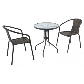 Garland Pikolo set kovový kruhový stůl se dvěma stohovatelnými židlemi